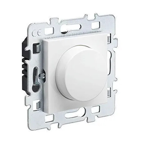 Dimmer rotativo a due fili per montaggio a incasso.