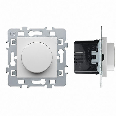 Dimmer rotativo a due fili per montaggio a incasso.