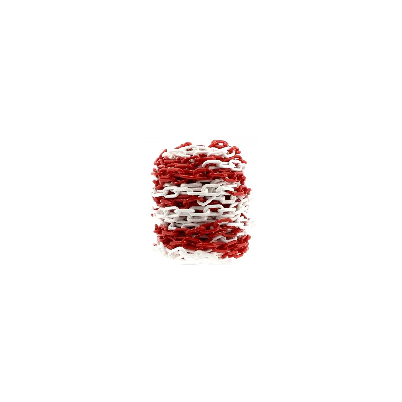 Rood met witte plastic ketting 7 mm x 25 meter.