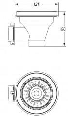 115 mm diameter manual sink strainer with overflow outlet