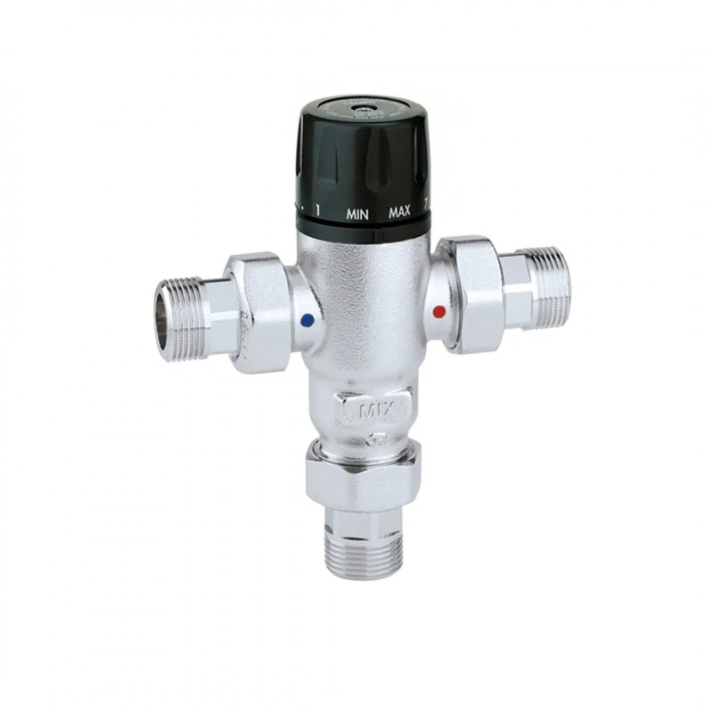 CALEFFI 521 thermostatic mixing valve, 20 x 27 (3/4") for sanitary installations, 30 - 65 degrees with check valves CALEFFI 521 thermostatic mixing valve, 20 x 27 (3/4") for sanitary installations, 30 - 65 degrees with check valves