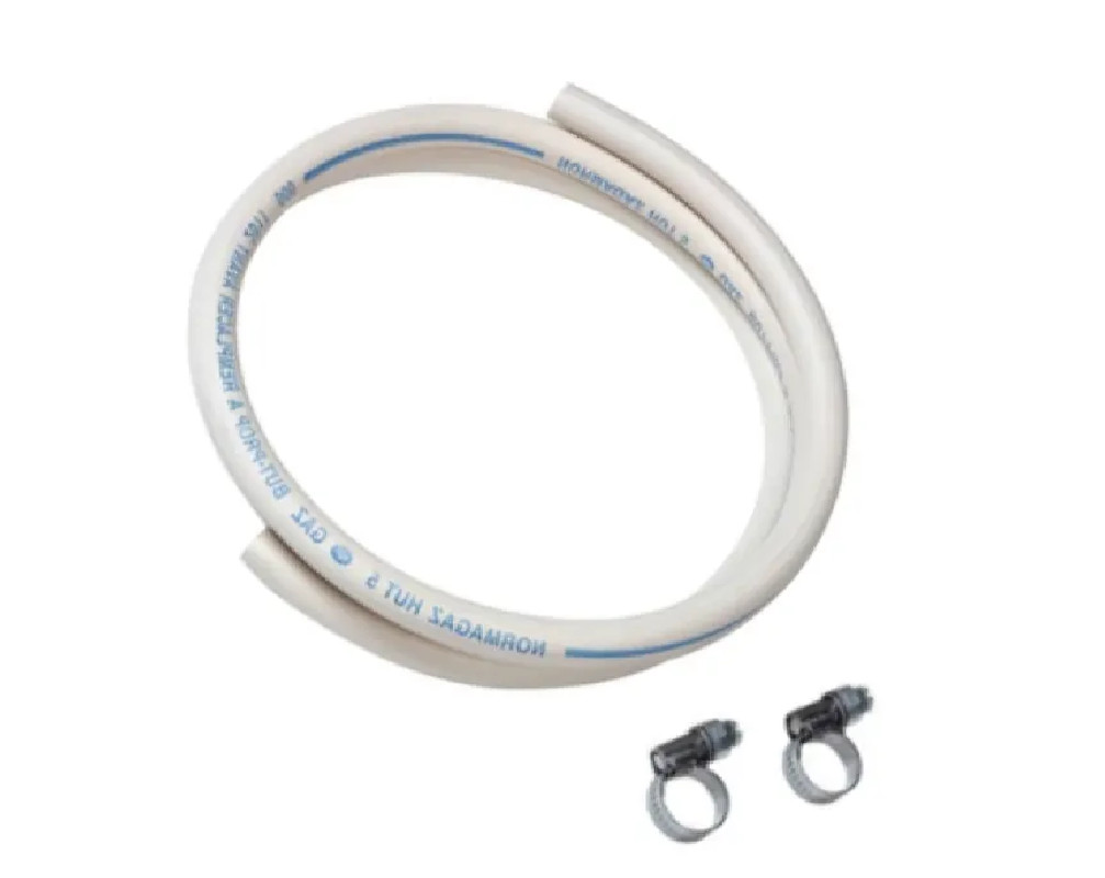 Flexible butane and propane hose, 6x12 with clamp, 1 meter