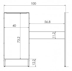 Nur Unterschrank 40cm, für Küchenzeile 1m, mit Seitenwand