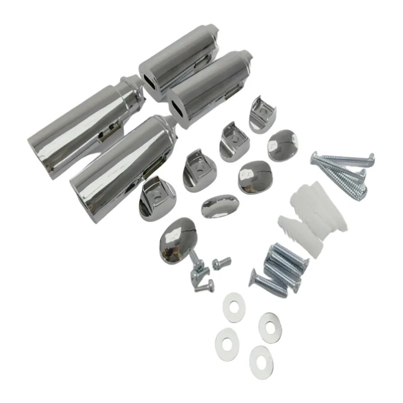 Wandbevestigingsset chroom voor Timelis handdoekbeugels, 4 stuks