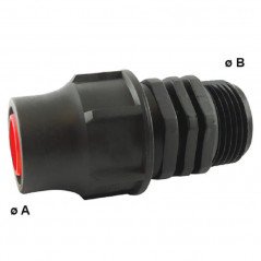 Snelkoppeling, M/M 15x21 (1/2"), voor druppelirrigatiebuis 16mm