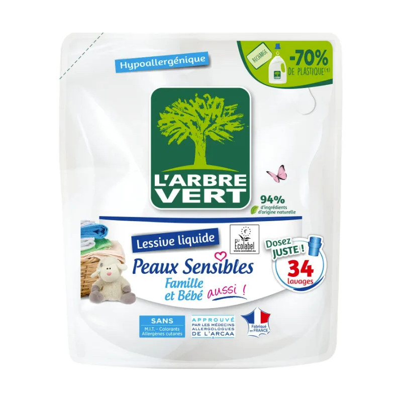 Navulling vloeibaar wasmiddel voor de gevoelige huid 1.5L. 