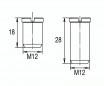 2 roestvrijstalen M12 schroeven D.14 x L.28 mm en D.14 x L.18 mm voor Valentin gootsteenafvoer met 90 mm diameter