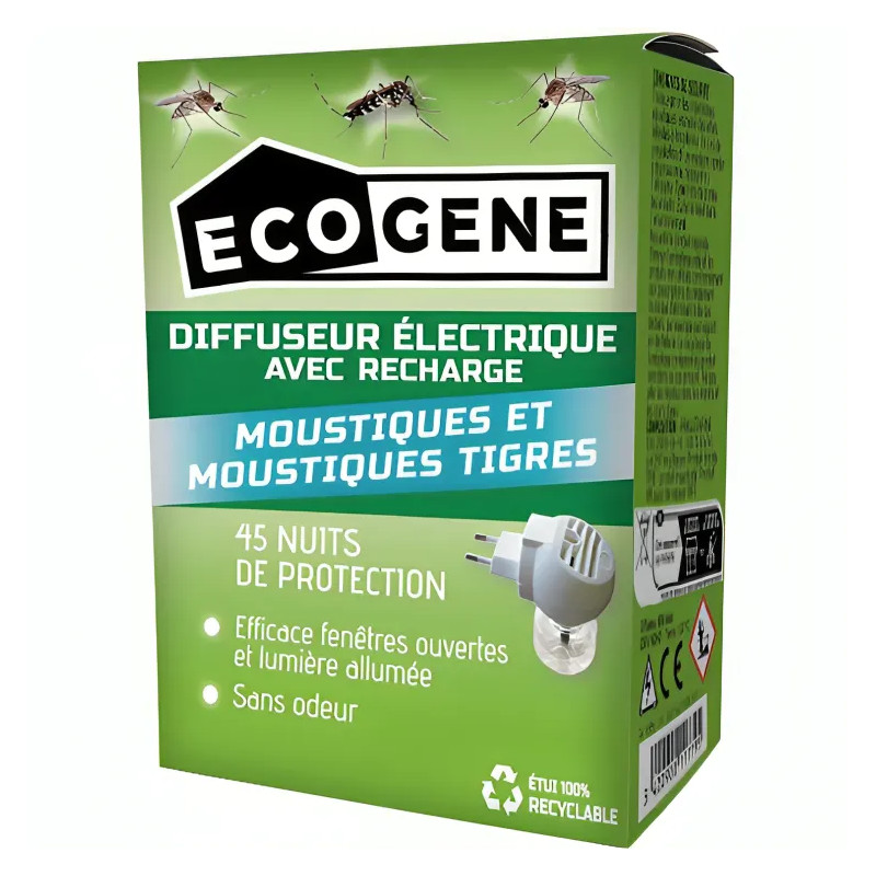 Elektrische muggenspray, inclusief tijgers, 45 nachten, navulling 30 ml
