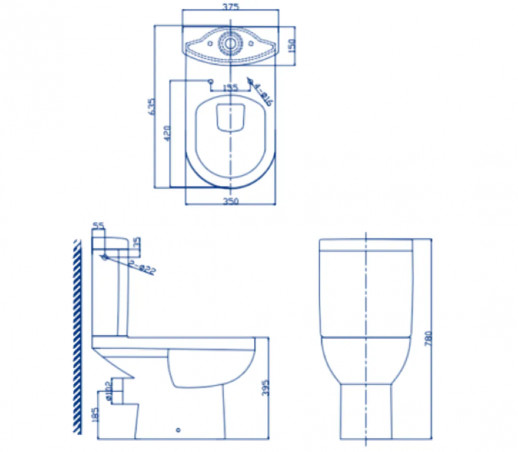 Pack WC floor horizontal outlet NF, RIMLESS closed flange, slow-motion seat