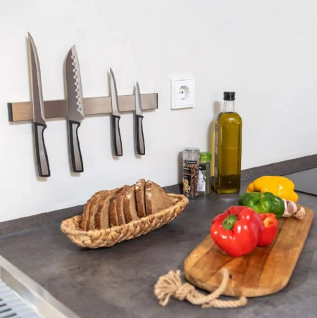 Barre magnétique murale en acier inoxydable pour couteaux de cuisine, longueur 400 mm