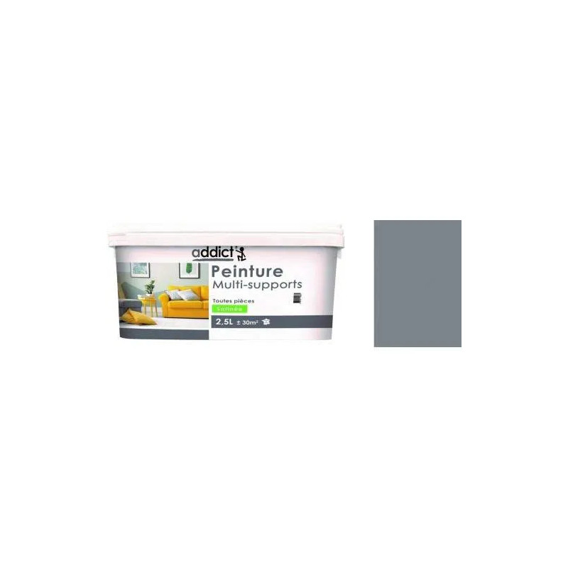 Peinture acrylique multi supports décoration intérieur, béton satin, 2,5 litres. Peinture acrylique multi supports décoration intérieur, béton satin, 2,5 litres.