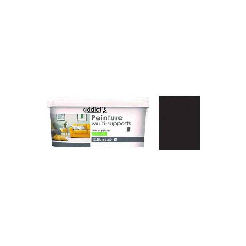 Multi-substrate acrylverf voor binnen, satijnzwart, 2,5 liter.