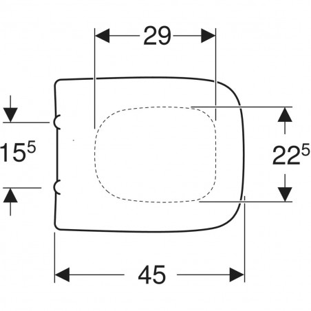 Abattant WC Geberit RENOVA PLAN forme rectangulaire, fixation par le dessus