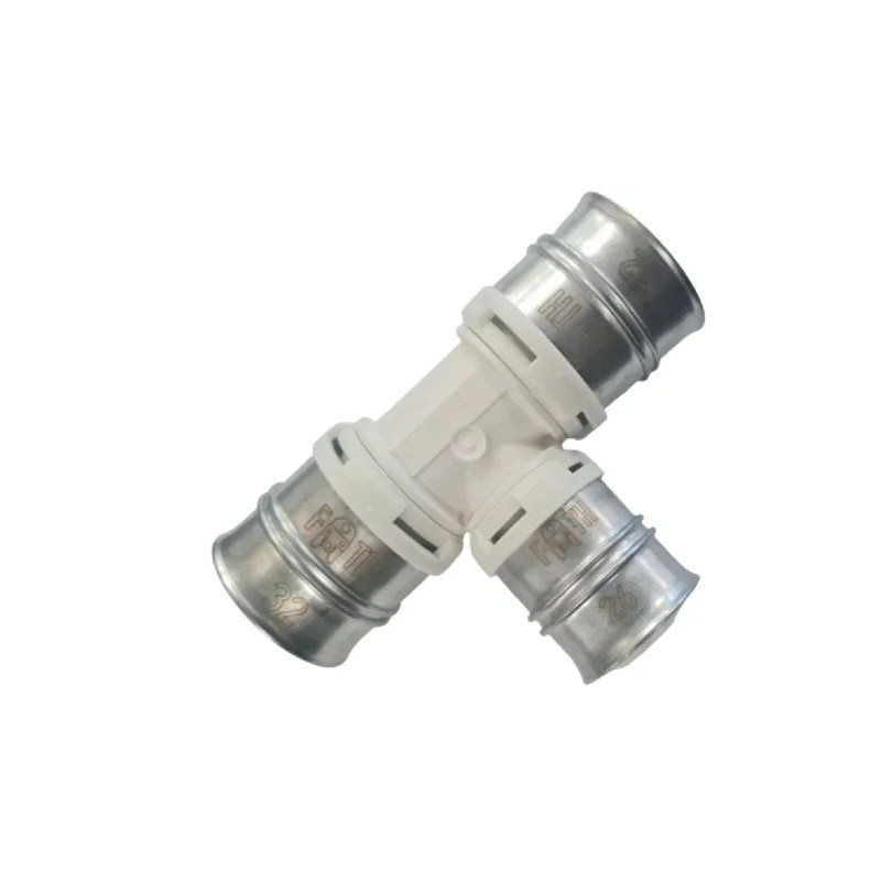 Meerlaags PPSU Radiaal gereduceerd T-stuk, diameter 26 x 20 x 26 mm.