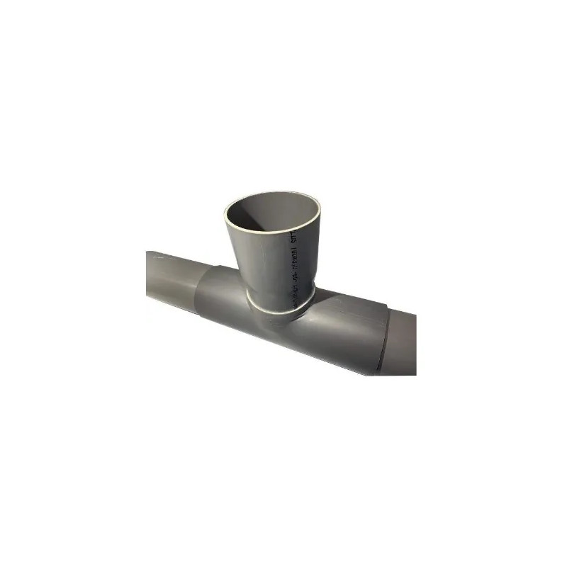 PVC vertakkingszadel 250x100 mm in 90 graden, 30cm lang.