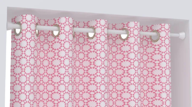 Between-wall press-on curtain rod, adjustable from 80 to 125cm.