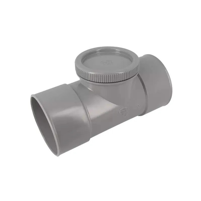 110 mm vrouwelijk PVC T-stuk met plug