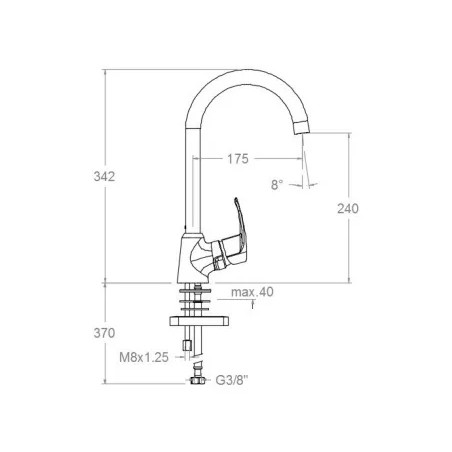 Miscelatore per lavello alto "New fly", altezza 342 mm