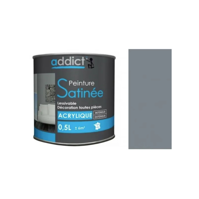 Multi-substrate acrylverf voor binnen, Satin silver grey, 0,5 liter.