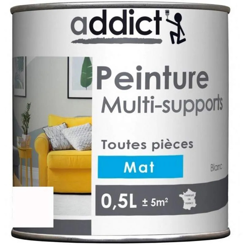 Pintura acrílica multi soportes, Blanco mate, 0,5 litro.