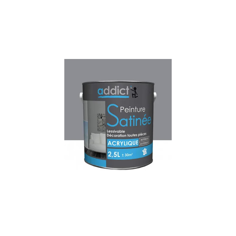 Multi-substrate acrylverf voor binnen, Satin silver grey, 2,5 liter.