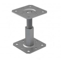 Pied de poteau M20 réglable en hauteur de 100 à 150 mm avec fixations