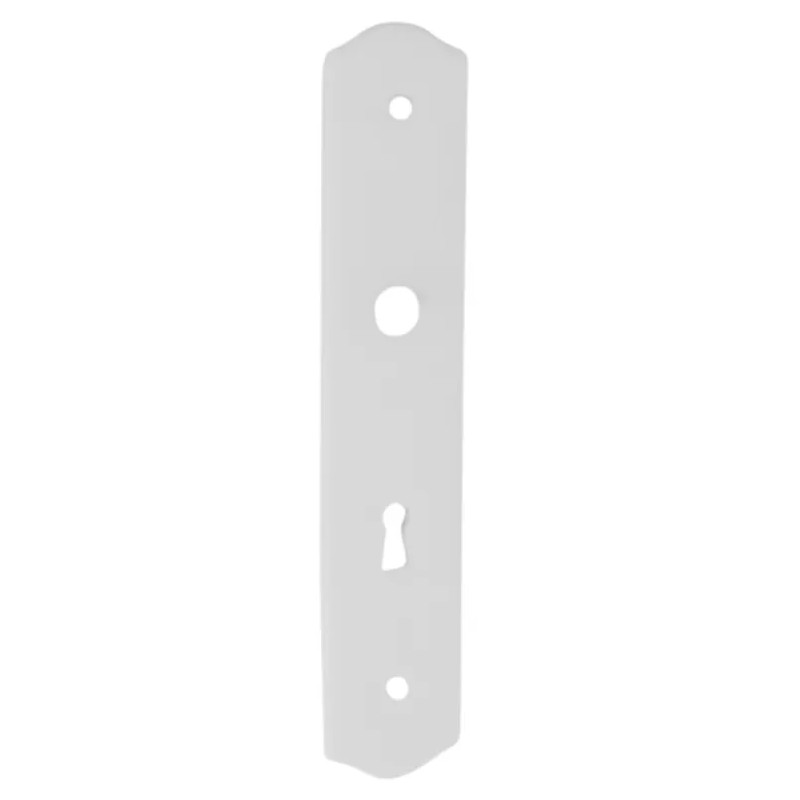 Plaque simple en porcelaine poignée trou serrure, blanche Plaque simple en porcelaine poignée trou serrure, blanche