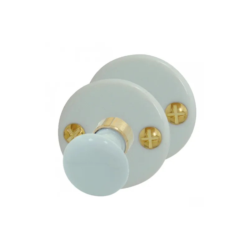 Set witte porseleinen slot-/ontgrendelingsrozetten met ronde knop.
