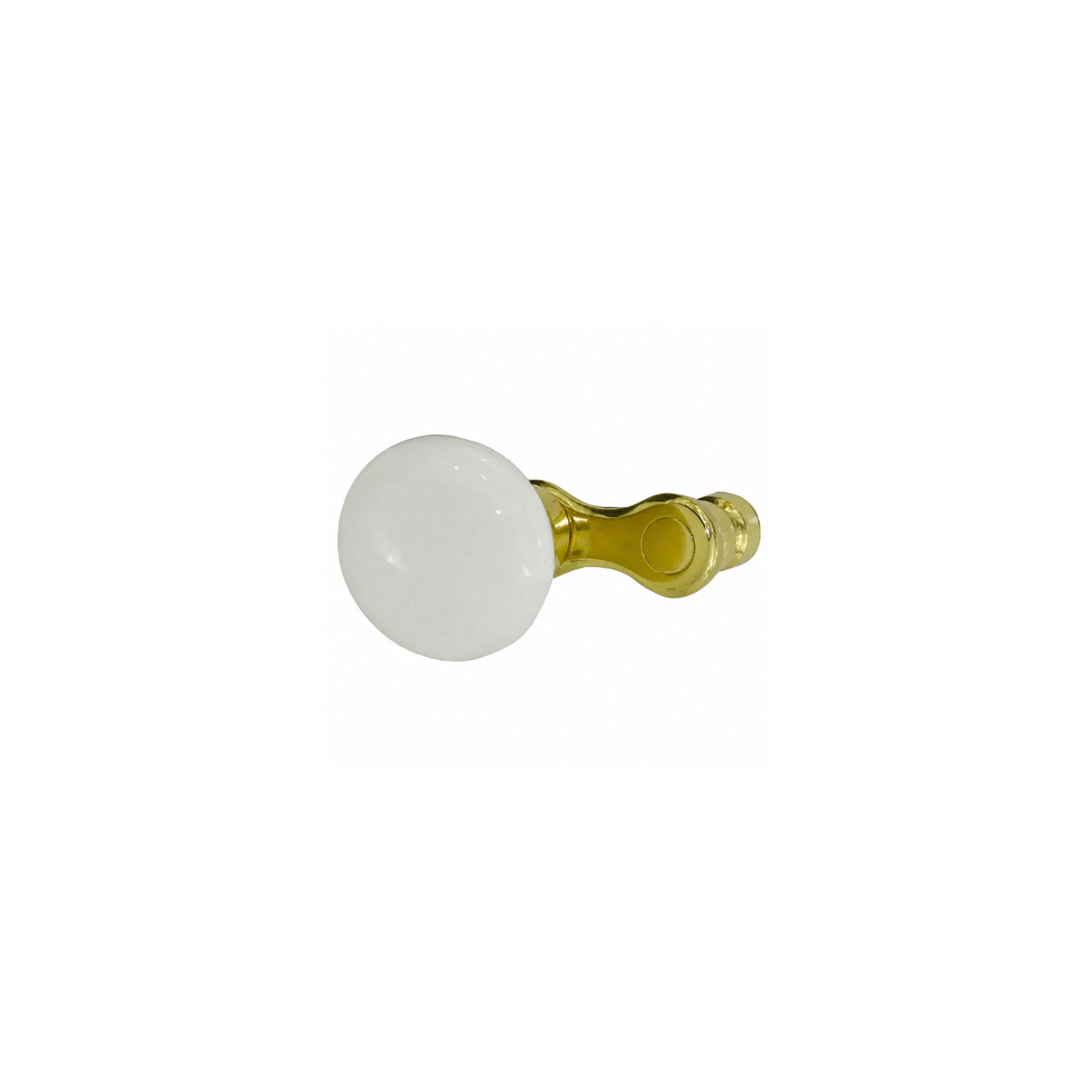 Manivelle bordelaise ronde en porcelaine blanche et laiton poli.