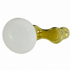 Manivelle bordelaise ronde en porcelaine blanche et laiton poli.