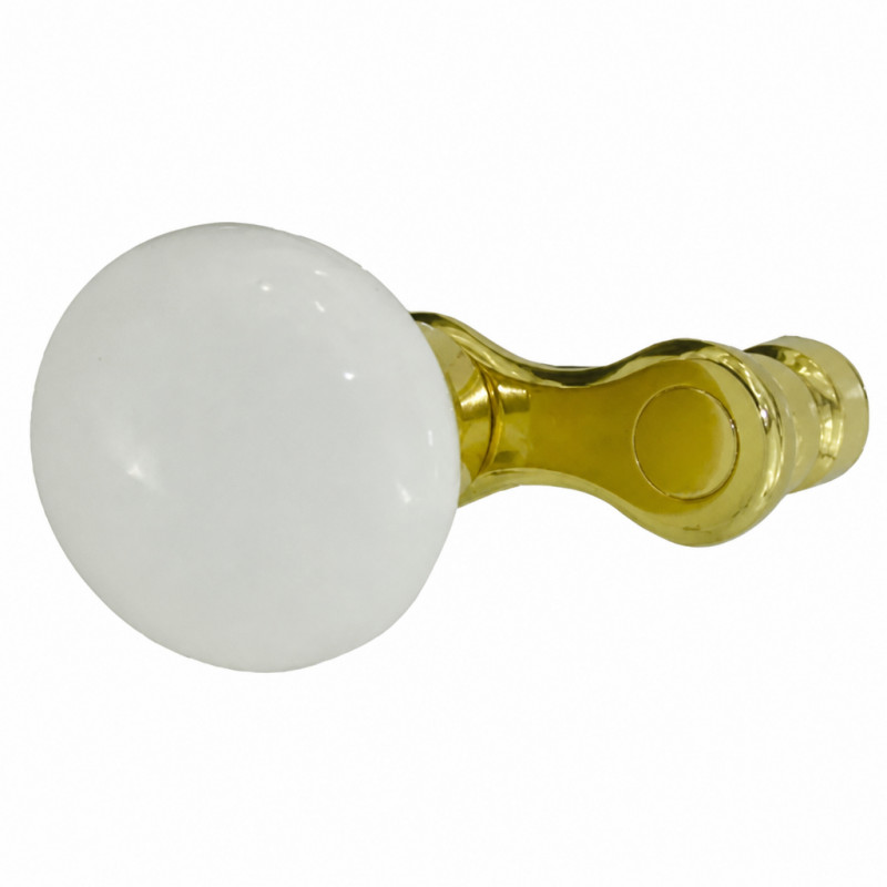 Round Bordeaux crank in white porcelain and polished brass.