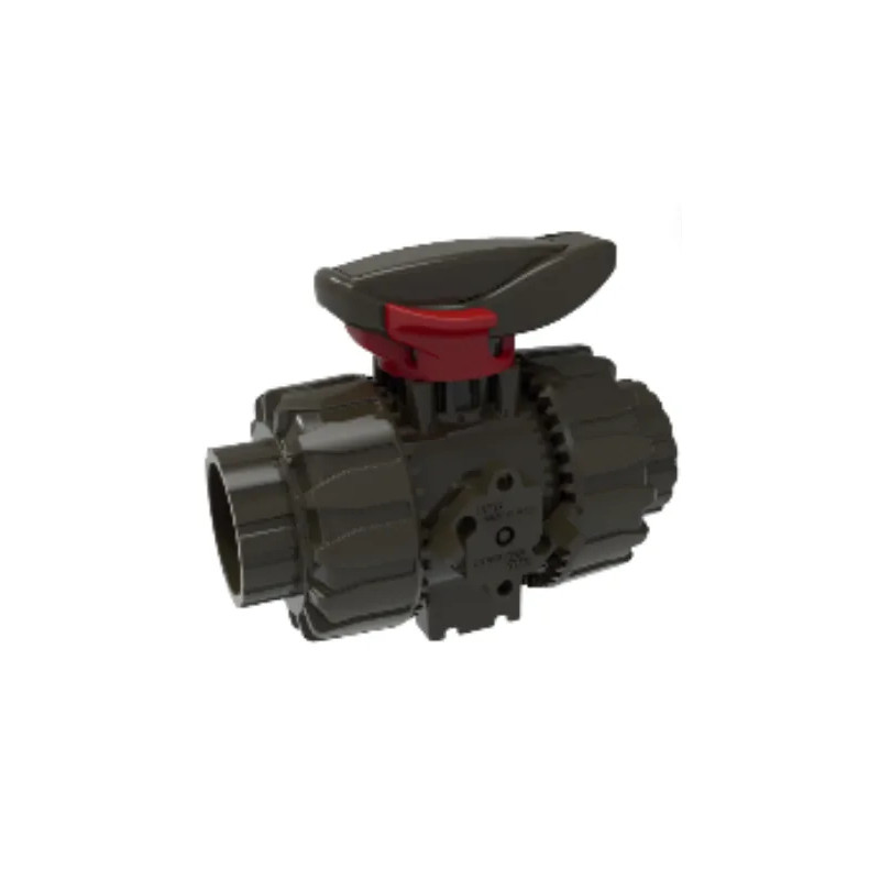PVC HTA kogelkraan met dubbele unie met een diameter van 20 mm.