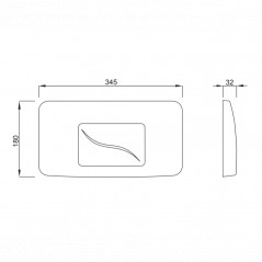 Witte GALA bedieningsplaat voor inbouw hangtoilet, enkel volume
