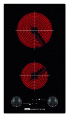 Glaskeramik-Domino 29x51cm schwarz mit Griffen.