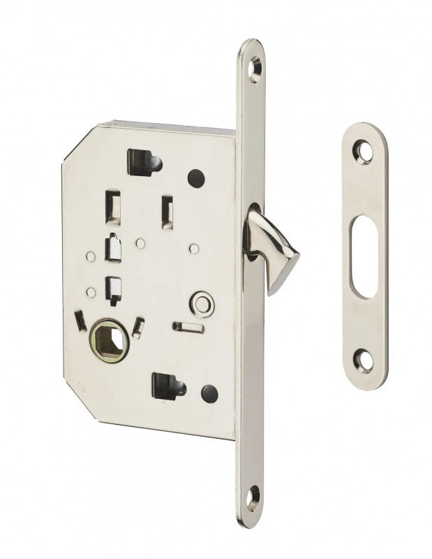 Insteekslot met haak, te vergrendelen zonder accessoires, schacht van 50 mm, voor schuifdeuren, gesatineerd chroom