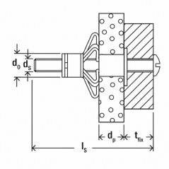 Plasterboard wall plug without screw HM 5x65mm, 50 pieces.