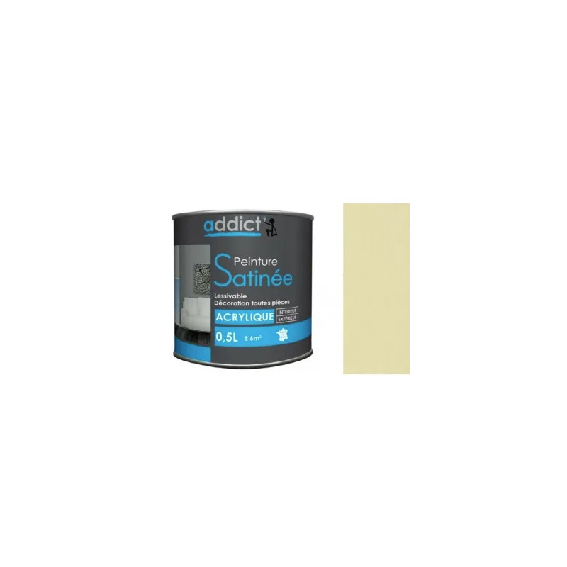 Multi-substrate acrylverf voor binnen, Ivoor satijn, 0,5 liter.