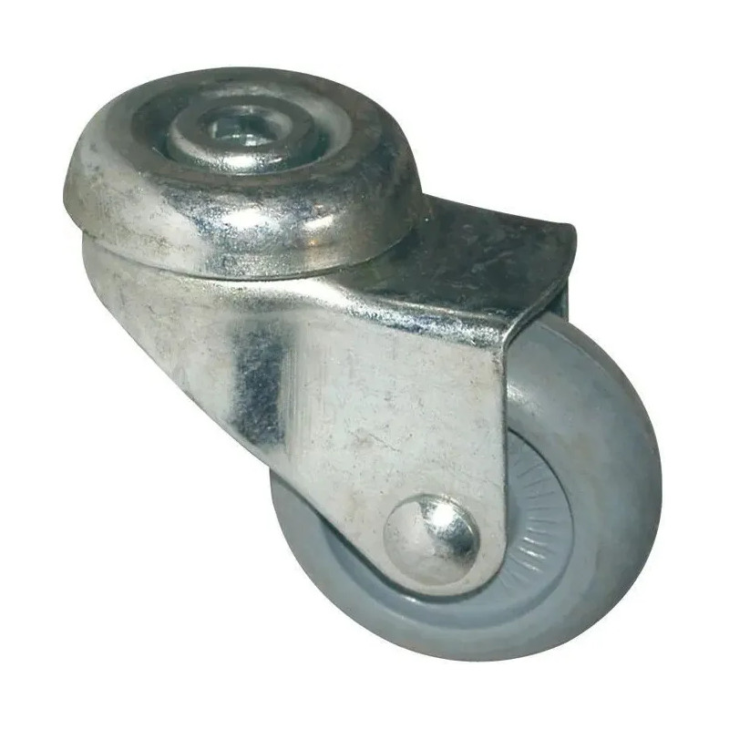 Boorwiel diameter 32mm, met oog, in grijs rubber. grijs