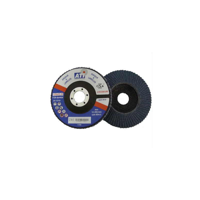 Zirkonium gebogen lamellenschijf, 125 mm, korrel 40.