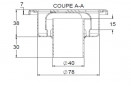 Mixed stainless steel yard drain 100x100 mm, 40 mm diameter outlet
