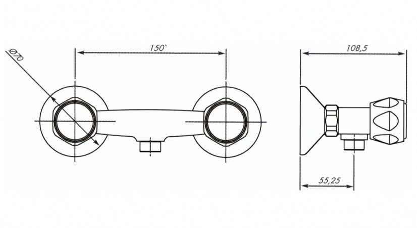 Miscelatore per doccia cromato con soffione in ceramica a 1/2 giro.