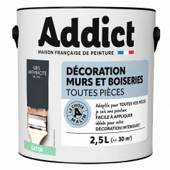 Acrylfarbe für Wände und Holz in Anthrazit Satin 2.5L.