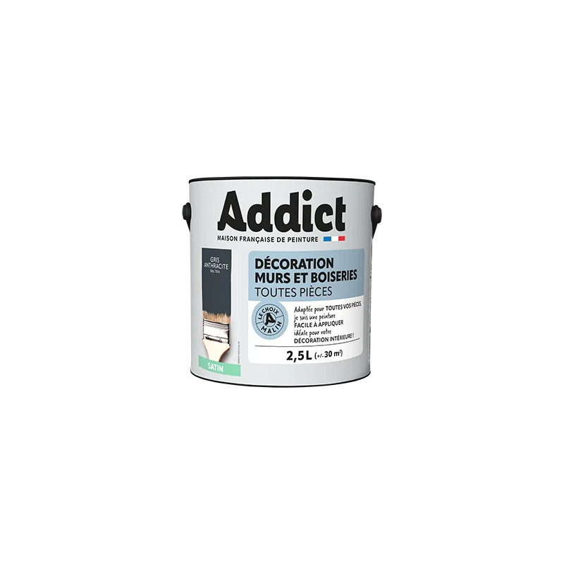 Satijn antraciet acrylverf voor muren en houtwerk 2.5L.