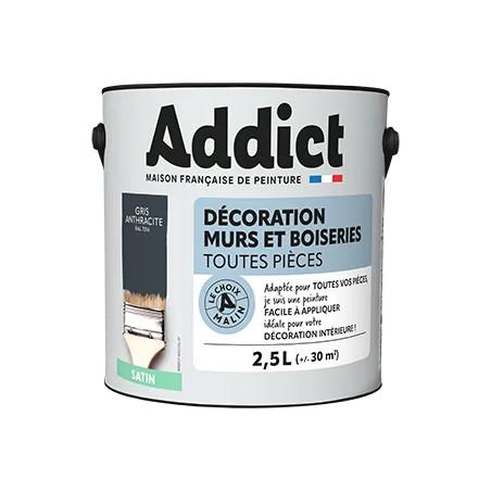 Acrylverf voor muren en houtwerk antraciet satijn 2,5L.