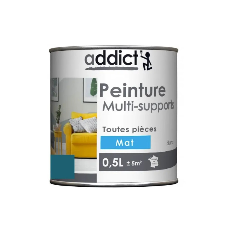 Multi-substraat acrylverf, Mat petrol blauw, 0,5 liter.
