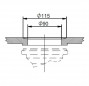 Spoelbakafvoer zonder overloopbuis roestvrij staal diameter 121 mm voor gat diameter 90 mm
