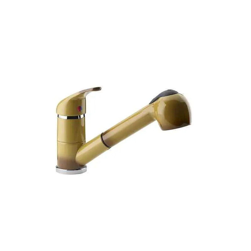 Eéngreeps wastafelmengkraan met handdouche, kleur Terre de France.