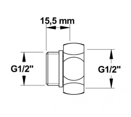 Verschraubung mit Überwurfmutter M/M M1/2" (15x21) / F1/2" (15x21), 2 Stück