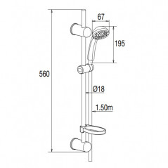 Cobra shower set with 1-spray hand shower, rail and hose, soap dish, chrome