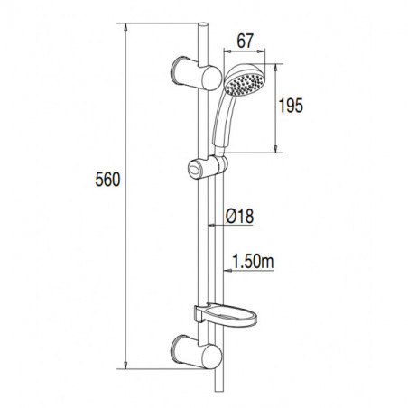 Cobra shower set with 1-spray hand shower, rail and hose, soap dish, chrome